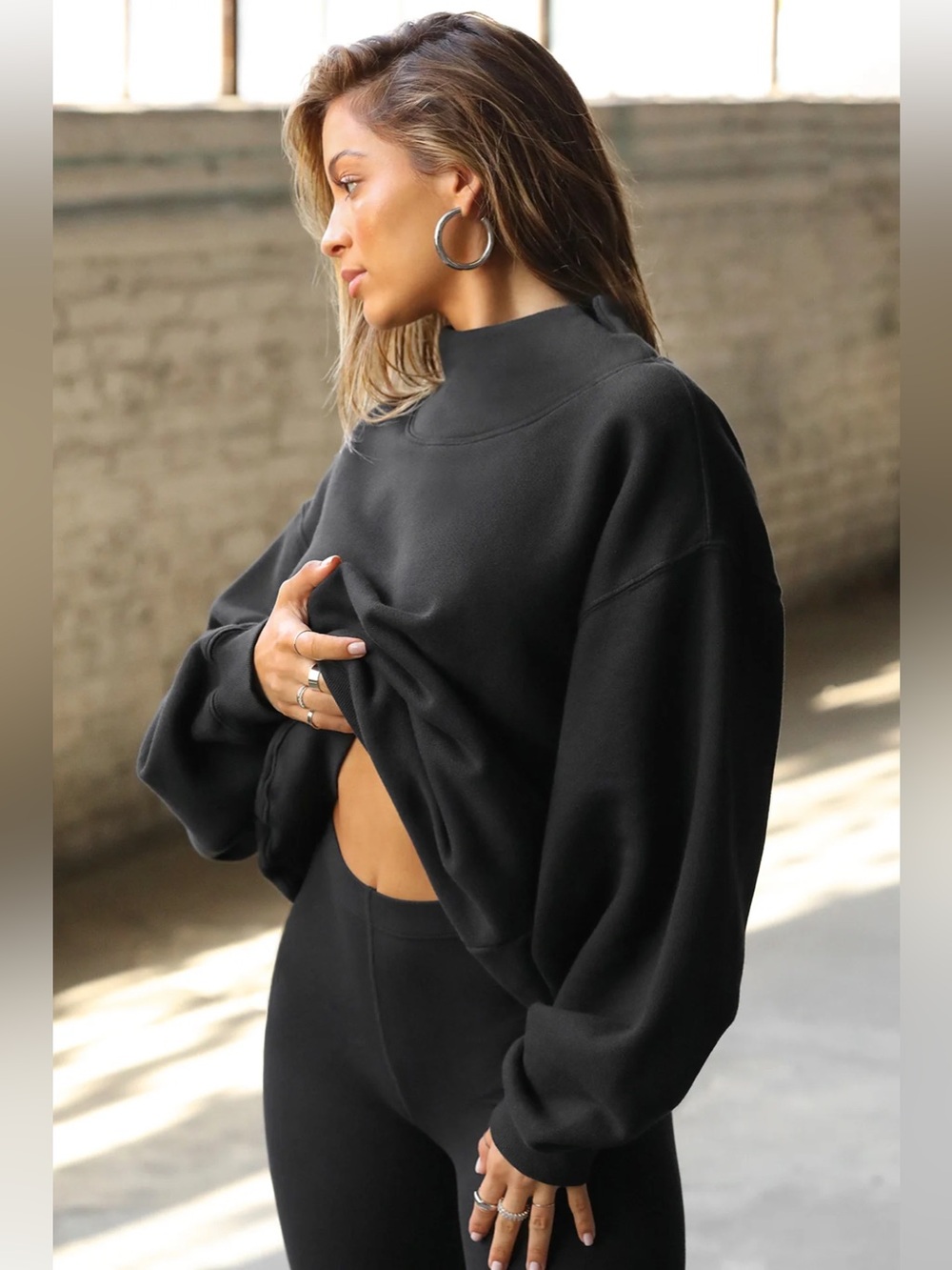 Joah Brown Classic Turtleneck Pullover Sweatshirt
